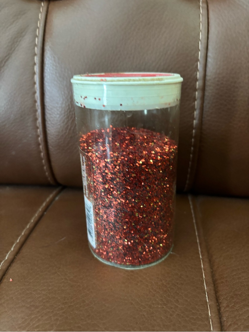 Red Glitter Craft Jar - Sparkling Decorative Accent